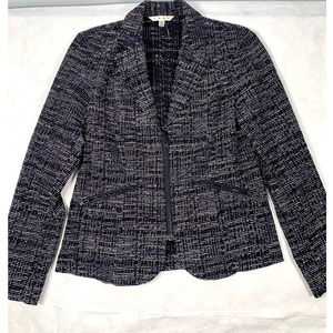 Cabi NWOT Mingle Black Blue White Tweed style Zip Up Woman's Jacket 6‎